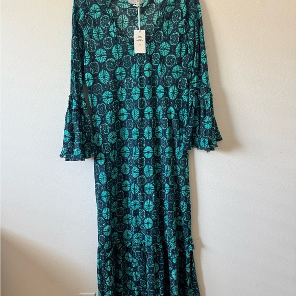 One Season Australia Blue Ruffled Tiered Sundress with Bell Sleeves - Picture 7 of 10